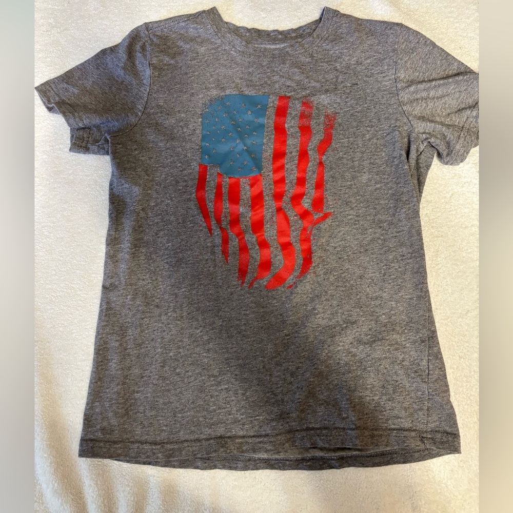 ⭕️BCG Gray Tee with Red and Blue patriotic Graphic